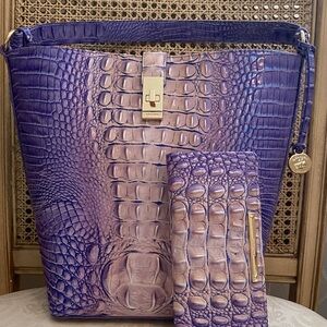 Brahmin Very Peri Shira NWOT bag set. Gorgeous purple with matching Addy wallet.